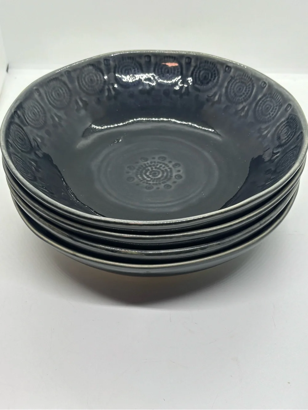 Anthropologie Old HavanaGlazed Stoneware Pasta/Soup Bowl - Slate Gray (Set of 4)